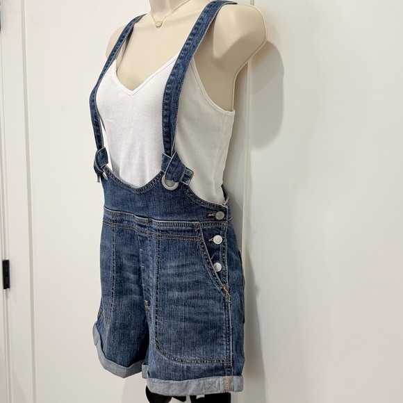 Anthropologie Pilcro Slouchy Denim Overalls Shortalls Size 27 Boho Chic Country - Picture 7 of 14